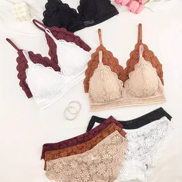 [BUNJANG] Lace Bralette and Panty Set (10 pcs) / 레이스 브라렛10종 팬티 세트