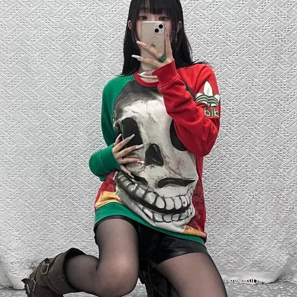 [BUNJANG] Adidas Street Punk Skull Reggae Daydead Crew Sweatshirt / 아디다스 스트릿 펑크 스컬 레게 데이데드 크루 맨투맨 105 C13334