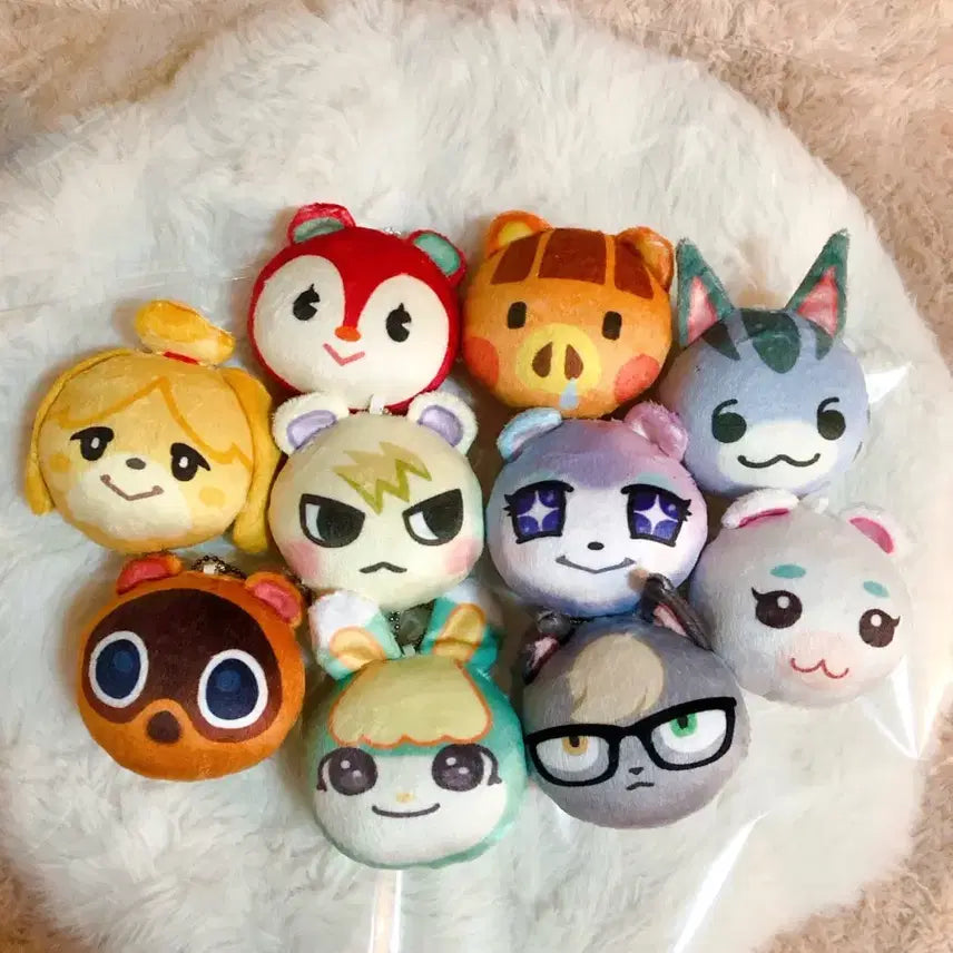 [BUNJANG] Animal Crossing Villager Sound Plush Keychain / 모동숲 주민 뾱뾱이 얼굴 인형 키링