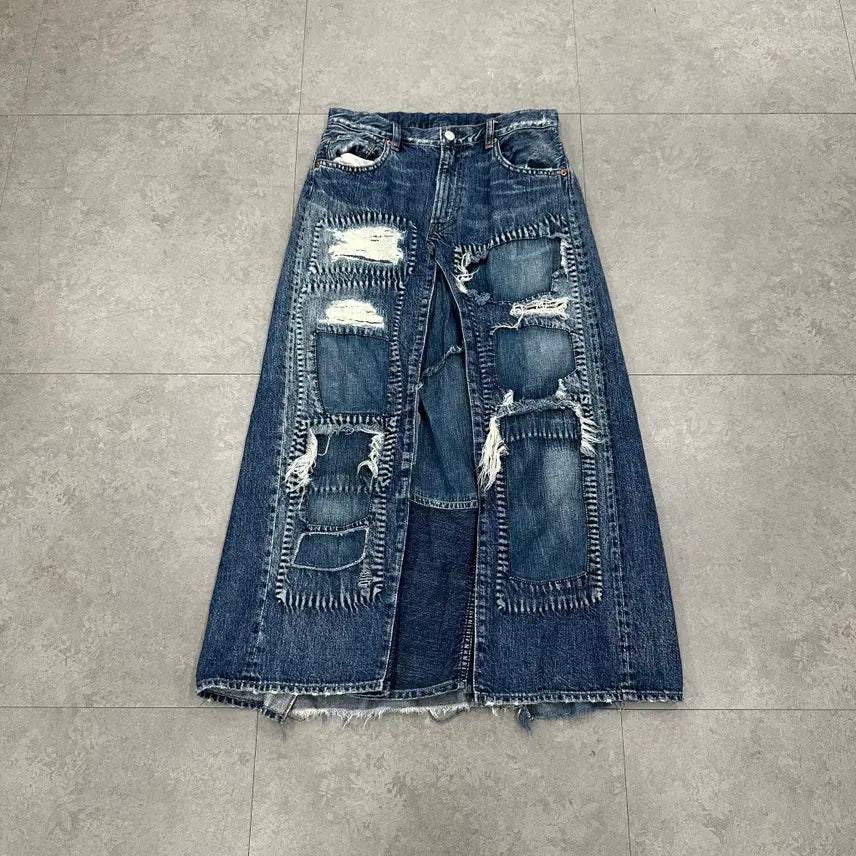 [BUNJANG] Size 29 Reworked Denim Skirt / 29 여자 재팬 리워크 데님 스커트