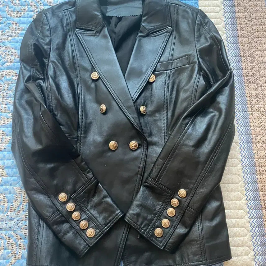 [BUNJANG] Lambskin Leather Jacket with Gold Buttons / 양가죽 금장버튼 쟈켓
