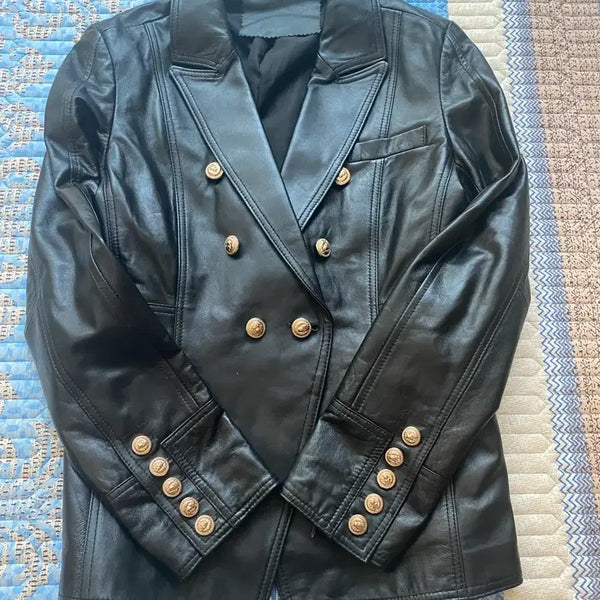 [BUNJANG] Lambskin Leather Jacket with Gold Buttons / 양가죽 금장버튼 쟈켓