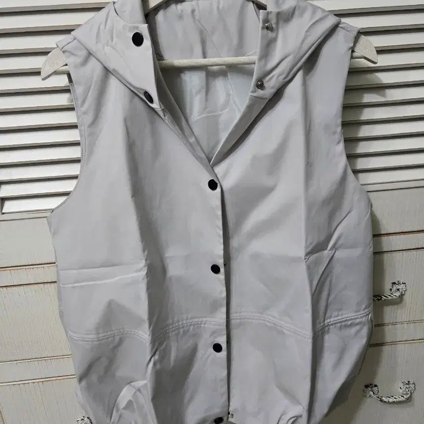 [BUNJANG] Comfortable Lined Hooded Vest (New) / 밝은 그레이 후드 조끼 L(새상품)
