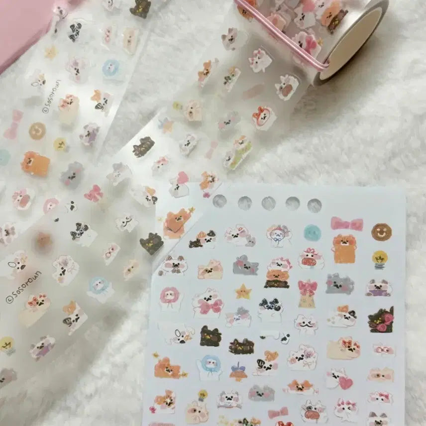 [BUNJANG] Soso로운 Half Cats Kiss Cut Sticker Set / [소소로운] half cats 키스컷띵