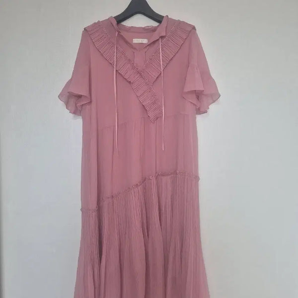 [BUNJANG] SJSJ Pink Pleated Dress Size 88 / 한섬 SJSJ 핑크 플리츠 원피스 88사이즈 시스템