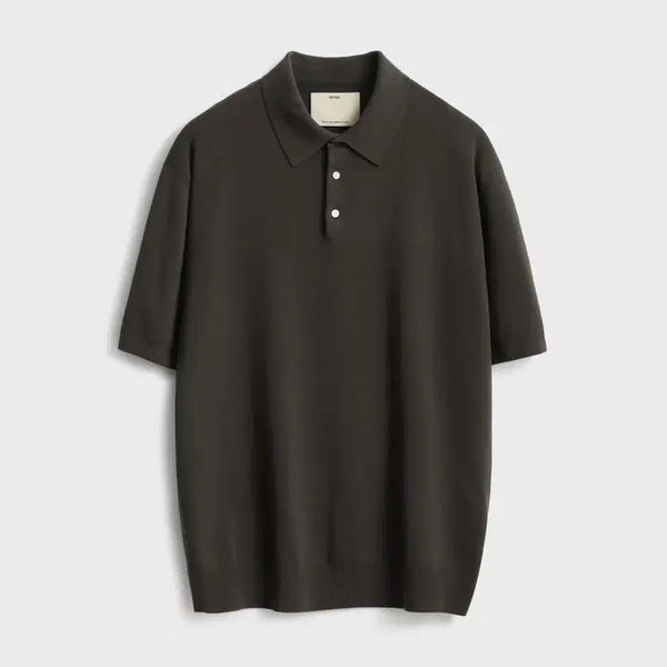 [BUNJANG] Pottery Linen-like Comfort Polo Knit Brown / 포터리 린넨라이크 컴포트 폴로 니트 브라운 100