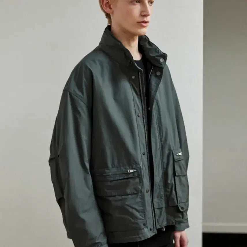 [BUNJANG] Allegri Stand Collar Shell Parka Jacket - Greyish Khaki / [새상품] 알레그리 스탠카라 쉘파카 점퍼 그레이쉬카키 50(105)