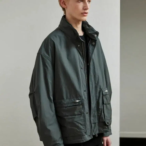 [BUNJANG] Allegri Stand Collar Shell Parka Jacket - Greyish Khaki / [새상품] 알레그리 스탠카라 쉘파카 점퍼 그레이쉬카키 50(105)