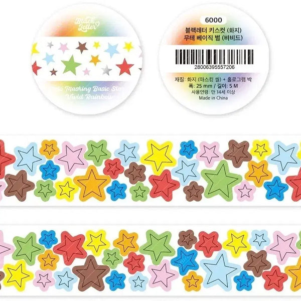 [BUNJANG] Black Letter Kiss Cut Clear Sticker Basic Vivid Star / [블랙레터] 키스컷 무테 베이직 별 (비비드) 키스컷띵