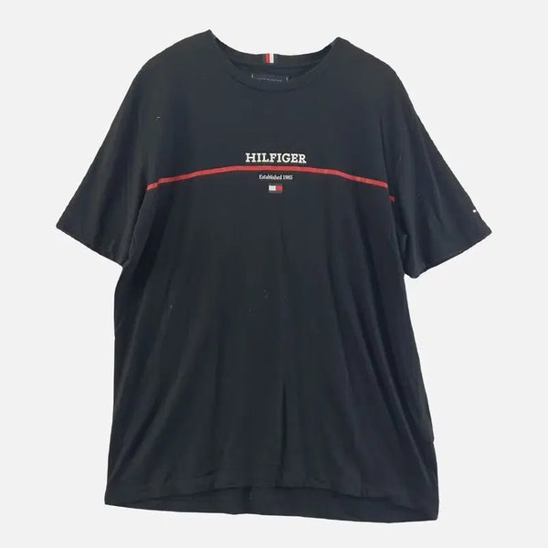 [BUNJANG] Tommy Hilfiger Black Men's Short Sleeve T-Shirt XL / 타미힐피거 블랙 남자 반팔티 XL N8431