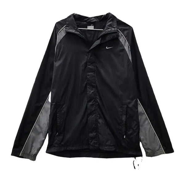 [BUNJANG] Nike Swoosh Sideline Raglan Colorblock Black Zip-Up Jacket / NIKE 나이키 스우시 사이드라인 래글런 배색 블랙 집업  S
