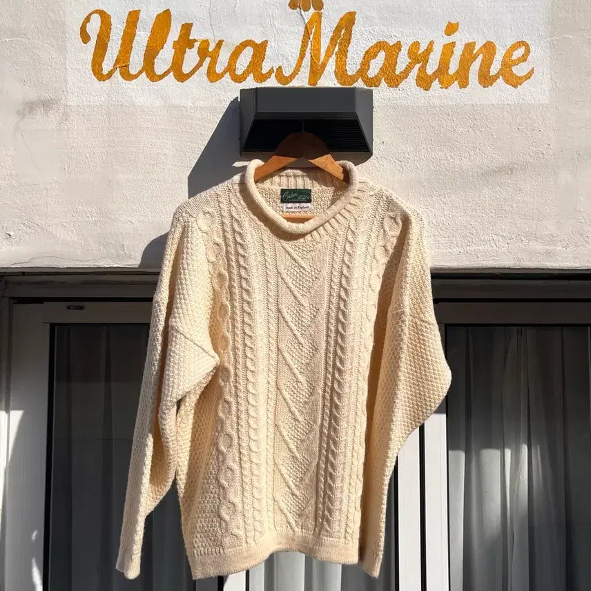 [BUNJANG] Cadeau Aran Cable Wool Knit (Made in England) / 카도(Cadeau) 아란 케이블 울 니트 (영국제) / (사이즈 Free)