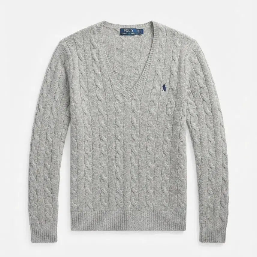 [BUNJANG] Polo Ralph Lauren Cable Knit Sweater Size S Gray / 폴로 랄프로렌 케이블 니트 S 그레이