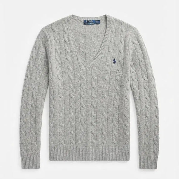 [BUNJANG] Polo Ralph Lauren Cable Knit Sweater Size S Gray / 폴로 랄프로렌 케이블 니트 S 그레이