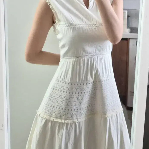 [BUNJANG] TIME Midi Dress Ivory Lace Embroidery / TIME 원피스