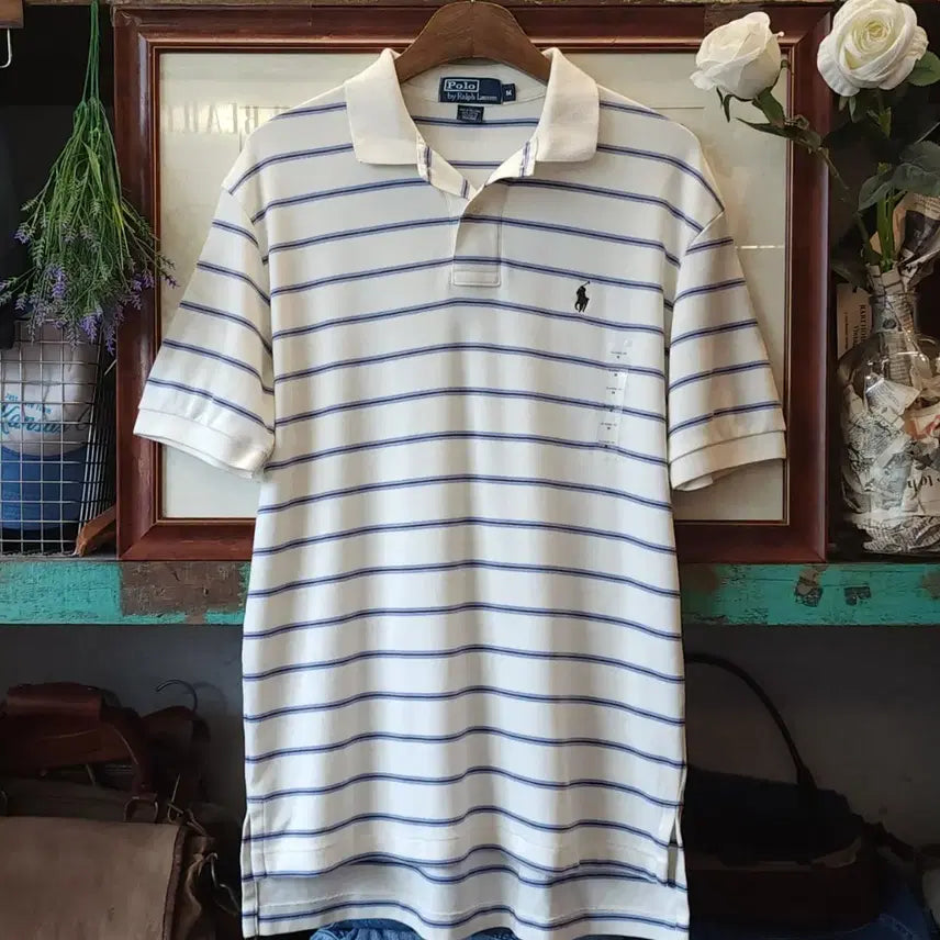 [BUNJANG] Polo Ralph Lauren 90s Striped Jersey Cotton Polo T-Shirt Deadstock M / 90s 폴로 반팔 카라티 폴로 스트라이프 져지 코튼 데드스탁 m