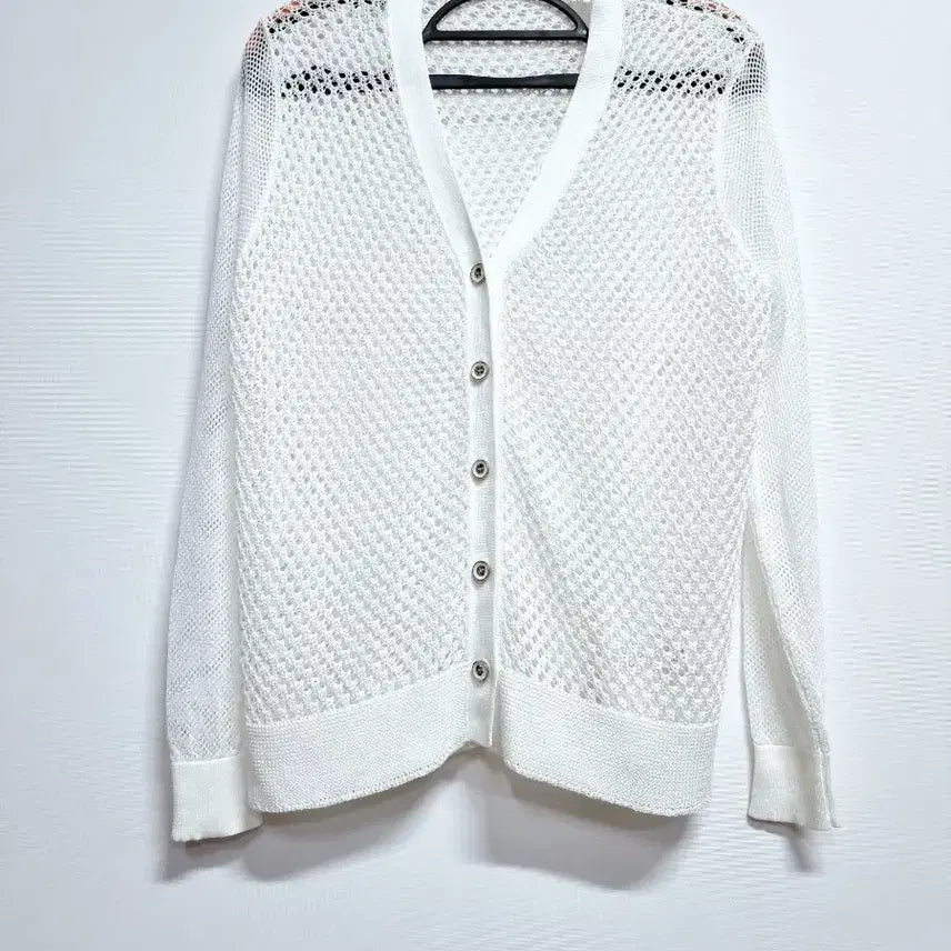 [BUNJANG] Vintage White Mesh Knit Cardigan / 빈티지 화이트 메쉬 니트 가디건