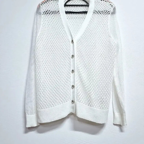 [BUNJANG] Vintage White Mesh Knit Cardigan / 빈티지 화이트 메쉬 니트 가디건