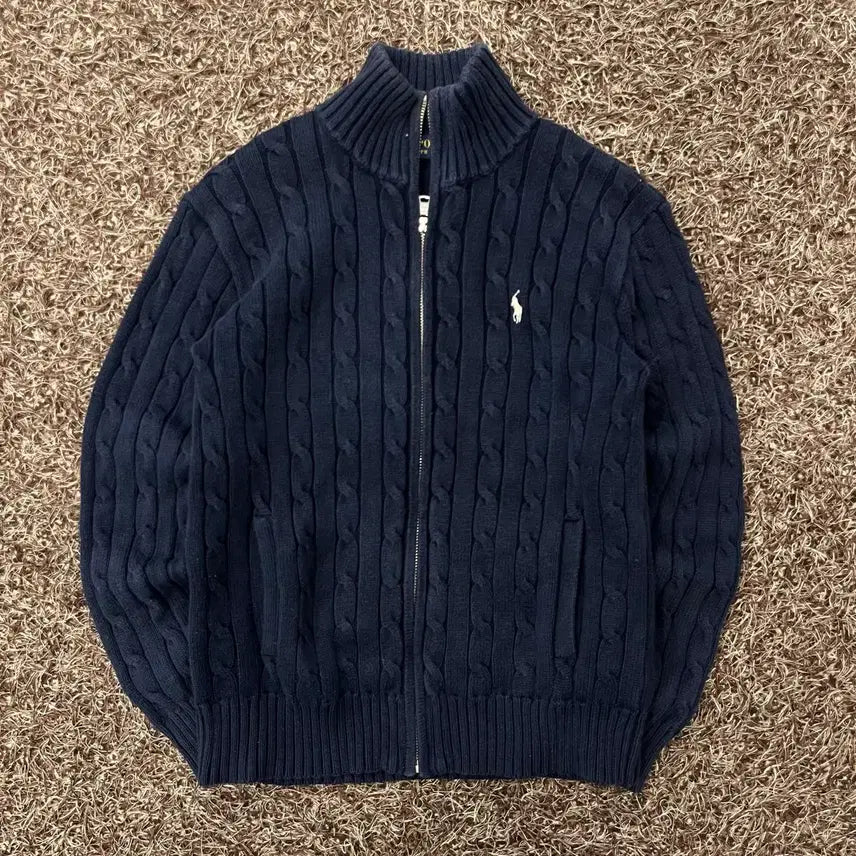 [BUNJANG] Polo Ralph Lauren Cable Knit Zip-Up Jacket / S 폴로 랄프로렌 케이블 니트 집업 자켓
