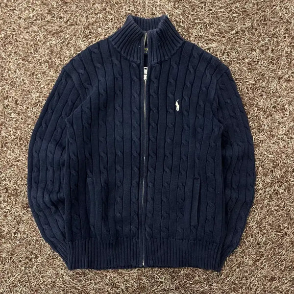 [BUNJANG] Polo Ralph Lauren Cable Knit Zip-Up Jacket / S 폴로 랄프로렌 케이블 니트 집업 자켓