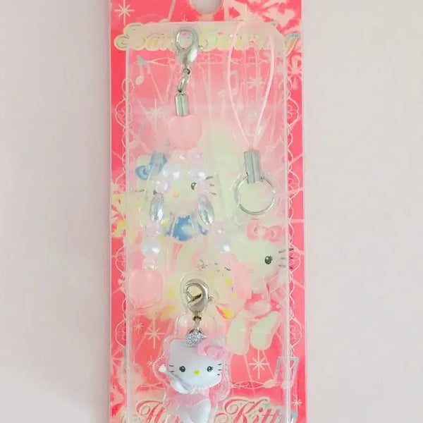 [BUNJANG] Sanrio Retro Classic Kitty Goth Kitty Gal Crown Beads Charm Strap / 산리오 레트로 고전 키티 고토치키티 갸루 왕관 미스코리아봉 비즈 구슬 키링 스트랩