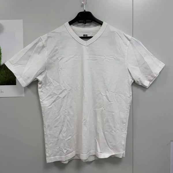 [BUNJANG] Uniqlo V-Neck T-Shirt White XL / 유니클로 브이넥 흰색 티 XL