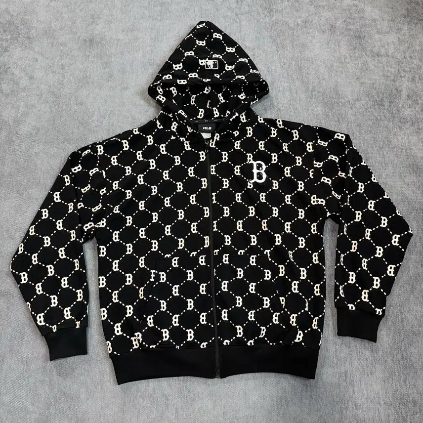 [BUNJANG] MLB Monogram Hoodie Zip-up Black / M 엠엘비 MLB 모노그램 후드집업 블랙