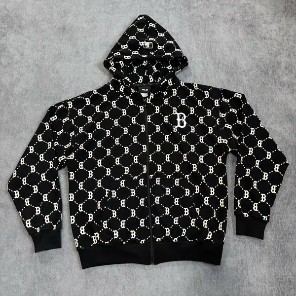 [BUNJANG] MLB Monogram Hoodie Zip-up Black / M 엠엘비 MLB 모노그램 후드집업 블랙
