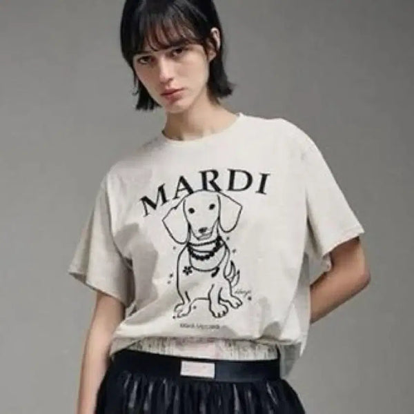 [BUNJANG] Mardi Mercredi Ddanji T-Shirt Oatmeal / 마르디 메크르디 딴지 티셔츠 오트밀