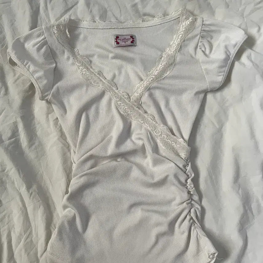 [BUNJANG] Sculptor Lace Trim Wrap Tee White / sculptor 스컬프터 lace trim wrap tee