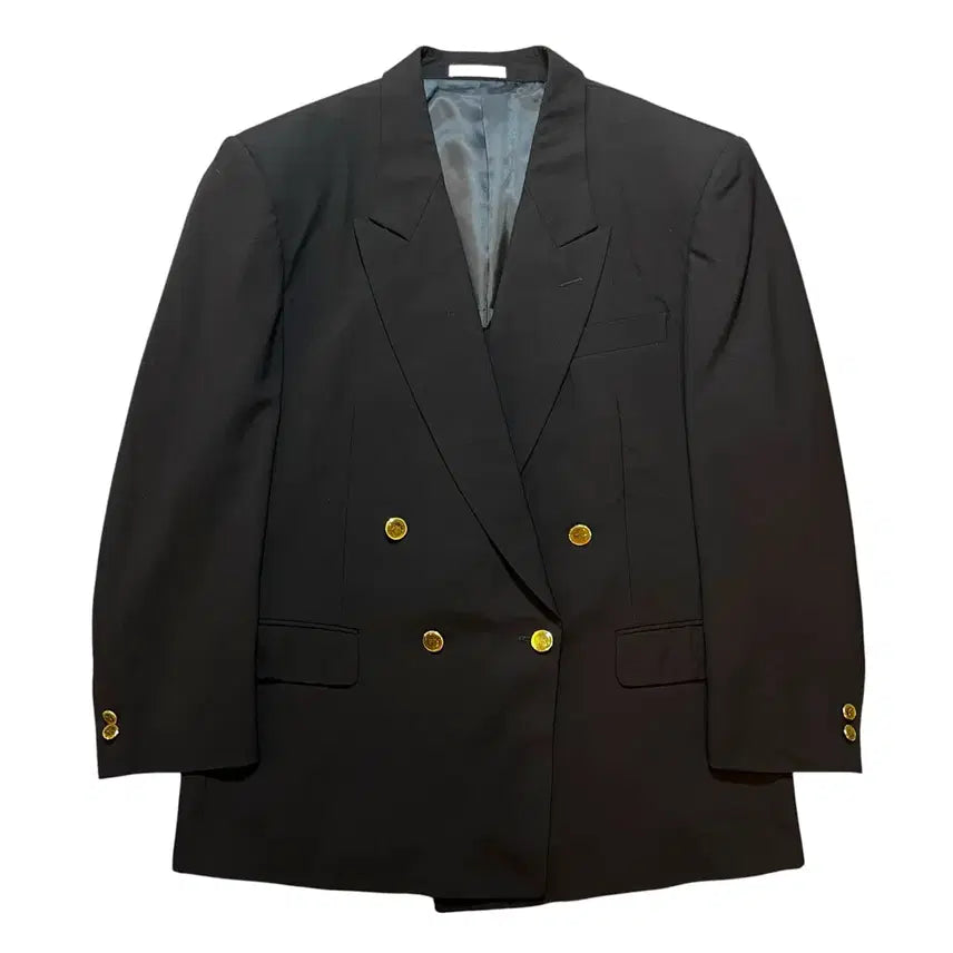 [BUNJANG] Yves Saint Laurent Gold-Button Double-Breasted Blazer Navy / Y.S.L 입생로랑 금장 더블 블레이저 자켓 ( 네이비 )