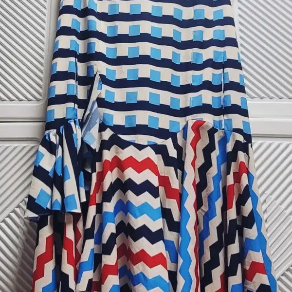 [BUNJANG] LUCKY CHOUETTE Pattern Mix Flare Dress / 럭키슈에뜨 패턴 믹스 플레어 원피스