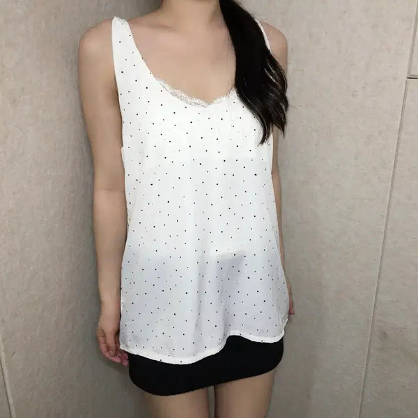 [BUNJANG] Polka Dot Sleeveless Top / 도트 슬리브리스