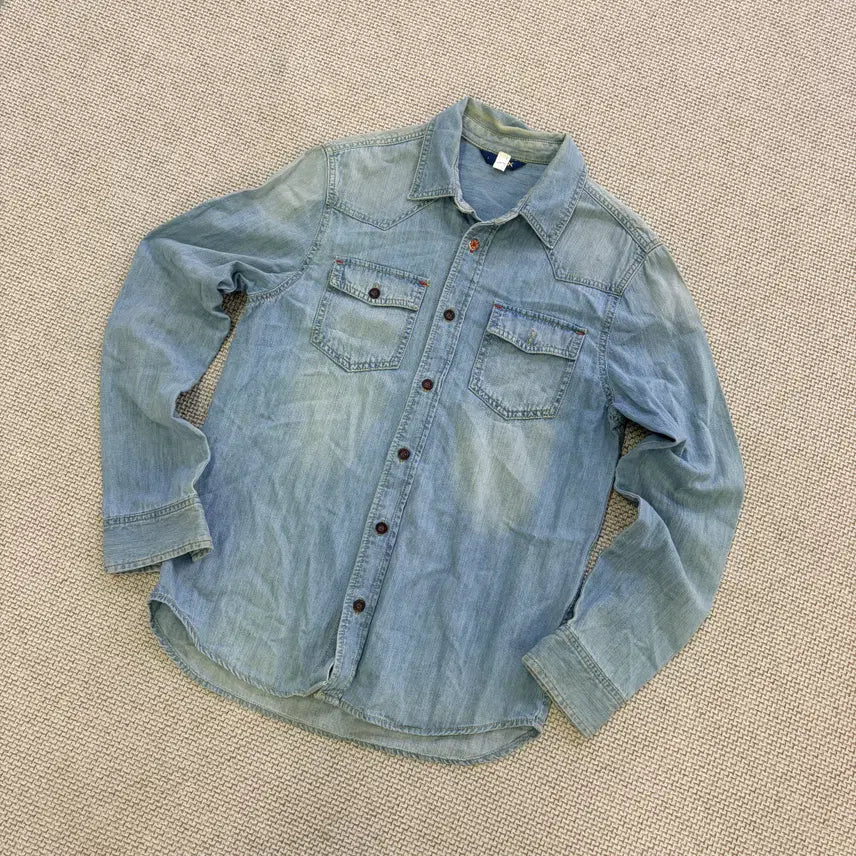 [BUNJANG] L ask Women's Denim Long Sleeve Shirt / L ask 여성 데님 긴팔 셔츠 0724D2
