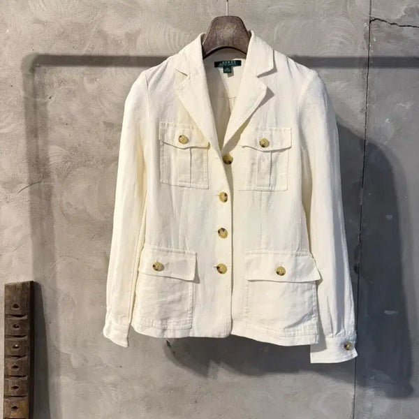 [BUNJANG] Polo Ralph Lauren Linen Safari Jacket Women's Size 55 / 폴로 랄프로렌 린넨 사파리자켓 여성55