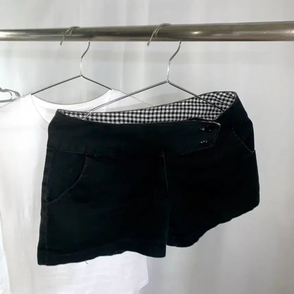 [BUNJANG] Two-Button Check Shorts / 투 버튼 체크 숏 팬츠