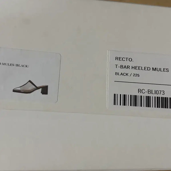 [BUNJANG] Recto T-Bar Heeled Mules Black / 렉토 T바 힐드 뮬 블랙 225(34)