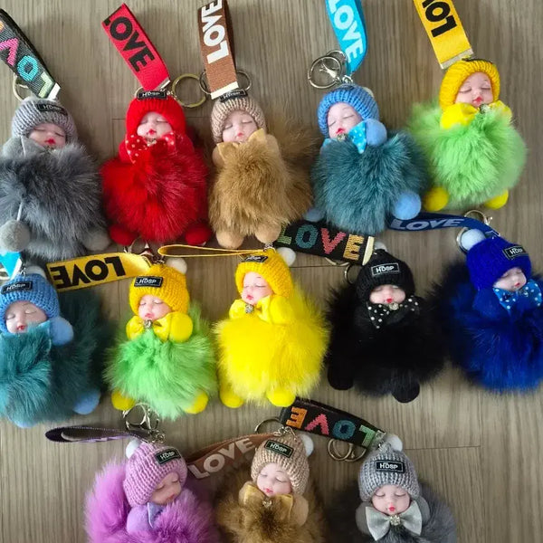 [BUNJANG] Pom Pom Doll Face Keychain / 새제품) 폼폼 인형얼굴 열쇠고리 팔아요~