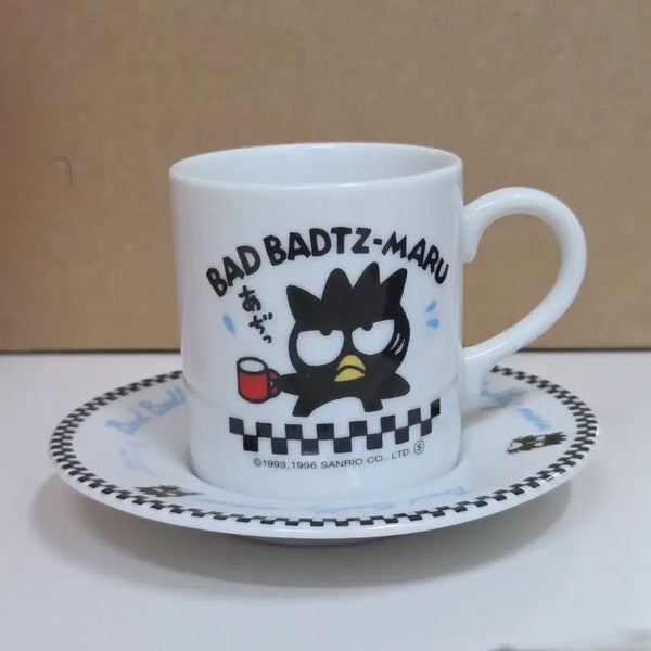 [BUNJANG] Vintage 1996 Badtz-Maru Espresso Cup and Saucer Set / 고전 배드바츠마루 머그컵 에스프레소잔