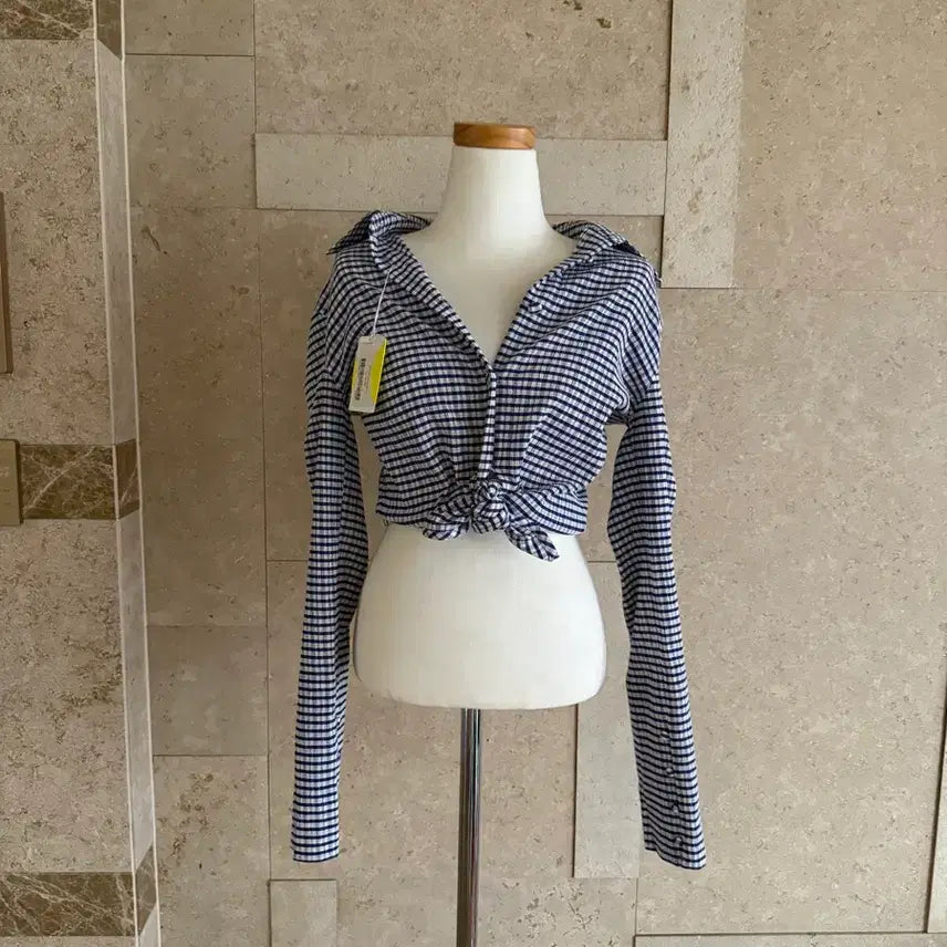 [BUNJANG] Check Pattern Cropped Shirt / 체크 패턴 크롭 셔츠 새상품