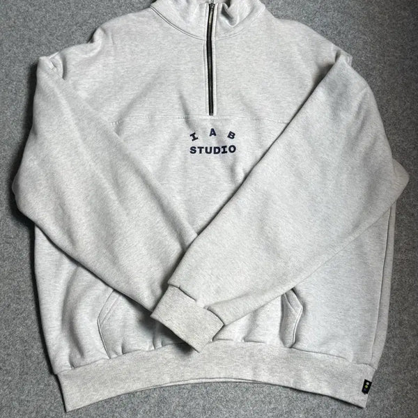 [BUNJANG] IAB Studio Half Zip-Up Sweatshirt Melange Grey L / 아이앱 스튜디오 하프집업 멜란지 그레이 L