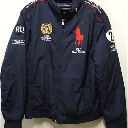 [BUNJANG] Polo Ralph Lauren Racing Big Pony Multi-Embroidery Padded Jumper Blouson - Size L / 폴로 랄프로렌 매장정품 레이싱 빅포니 멀티자수 패딩점퍼 블루종 택L