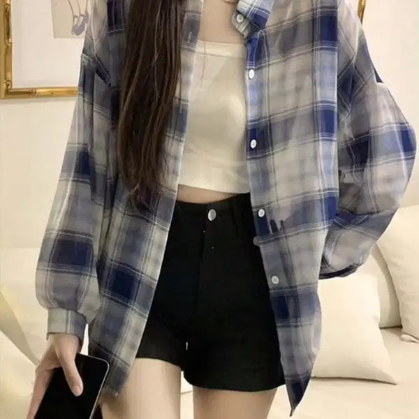 [BUNJANG] Big Size XL Loose Fit Checkered Shirt / 새상품 빅사이즈 xl 루즈핏 체크셔츠 살안타 셔츠