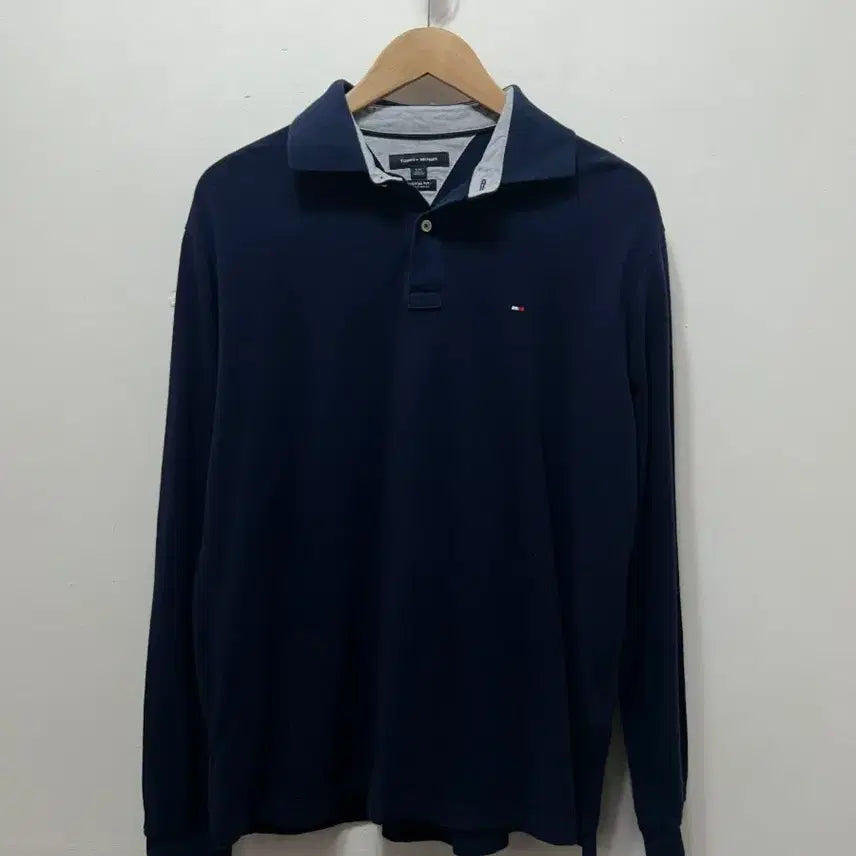 [BUNJANG] Tommy Hilfiger Long Sleeve Polo Shirt Navy L / 타미힐피거 긴팔 카라티 네이비 L