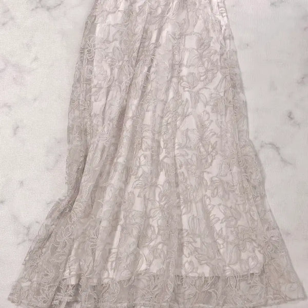 [BUNJANG] GRL Chiffon Lace Flare Long Skirt / GRL 스나계 쉬폰 레이스 플레어 롱 스커트 일브 새상품