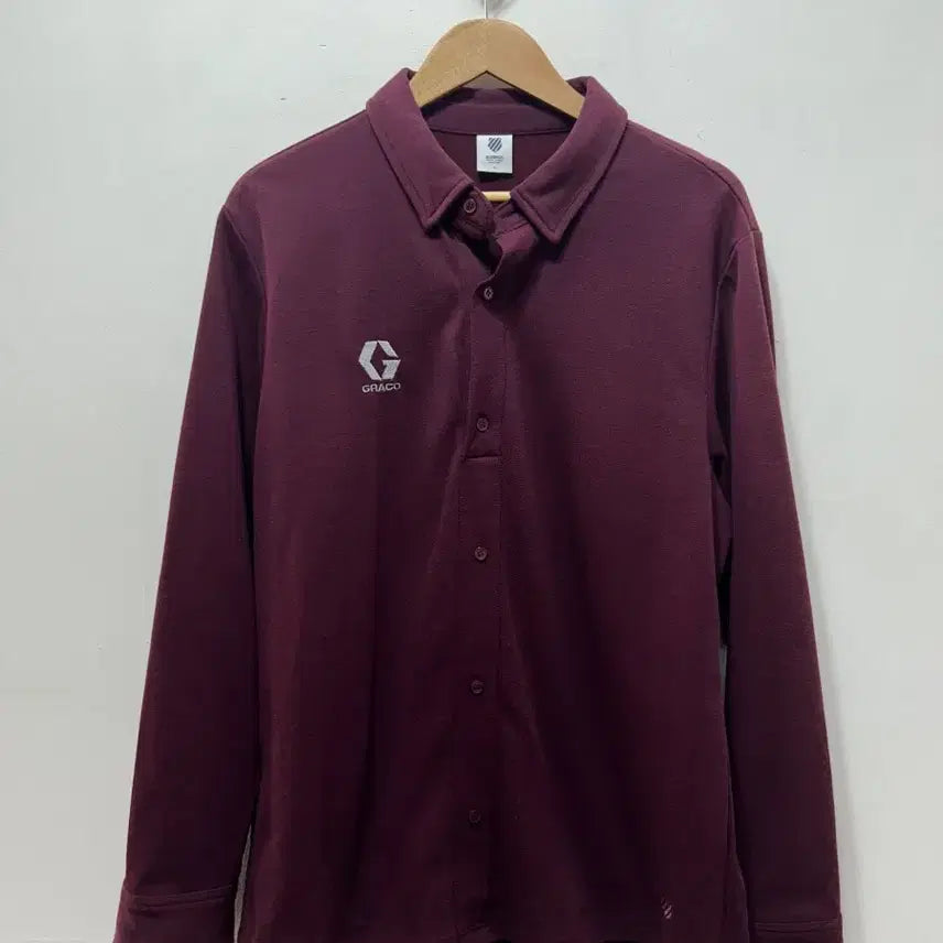 [BUNJANG] K-Swiss Men's Long Sleeve Collared Shirt Burgundy Size 110 / 케이스위스 남성 긴팔 카라티 버건디 110사이즈