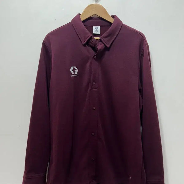 [BUNJANG] K-Swiss Men's Long Sleeve Collared Shirt Burgundy Size 110 / 케이스위스 남성 긴팔 카라티 버건디 110사이즈