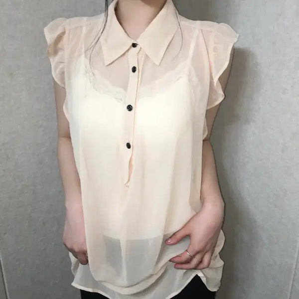 [BUNJANG] Silk Ruffle Blouse / 실크 러플 블라우스