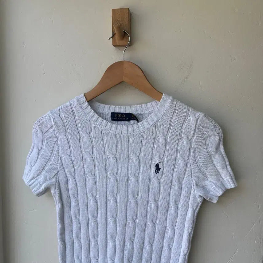 [BUNJANG] Polo Ralph Lauren White Cable Knit Short Sleeve Sweater / 17582 - 폴로 랄프로렌 화이트 케이블 반팔 니트