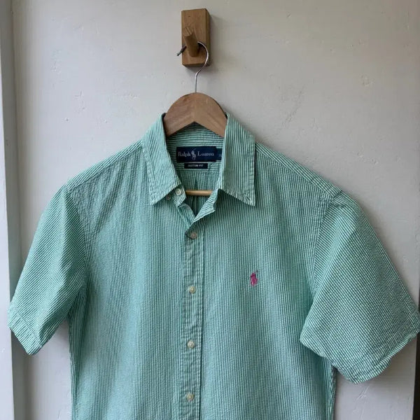 [BUNJANG] Polo Ralph Lauren Stripe Seersucker Short Sleeve Shirt / 17583 - 폴로 랄프로렌 스트라이프 시어서커 반팔 셔츠